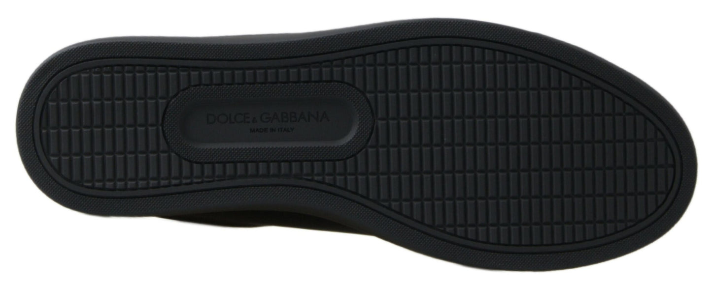 Dolce &amp; Gabbana Svarta Guld Läder Klassiska Sneakers Skor