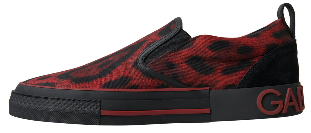 Röda Svarta Leopard Loafers Sneakers Skor