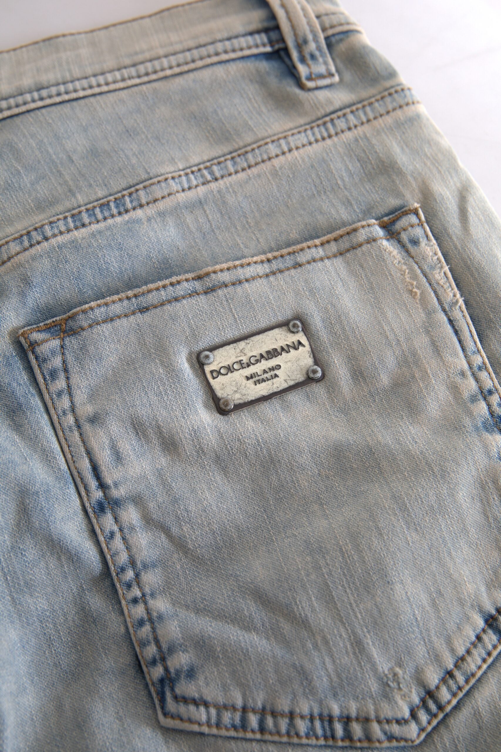 Blå tvättade bomulls skinny jeans med medelhög midja