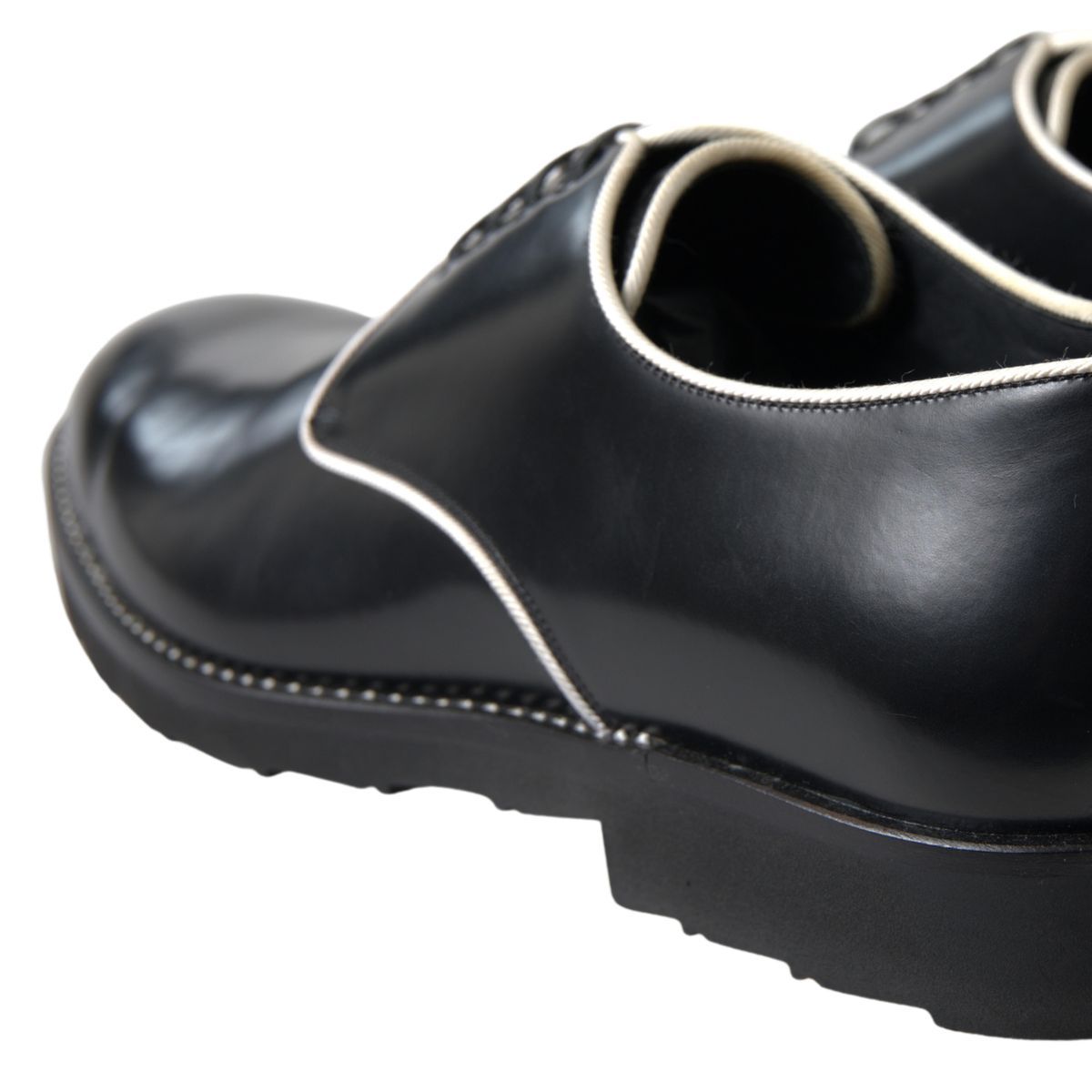 Dolce & Gabbana Black White Leather Formal Shoes