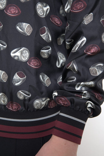 Dolce &amp; Gabbana Svart Ring Print Sidentröja med Rund Halsringning