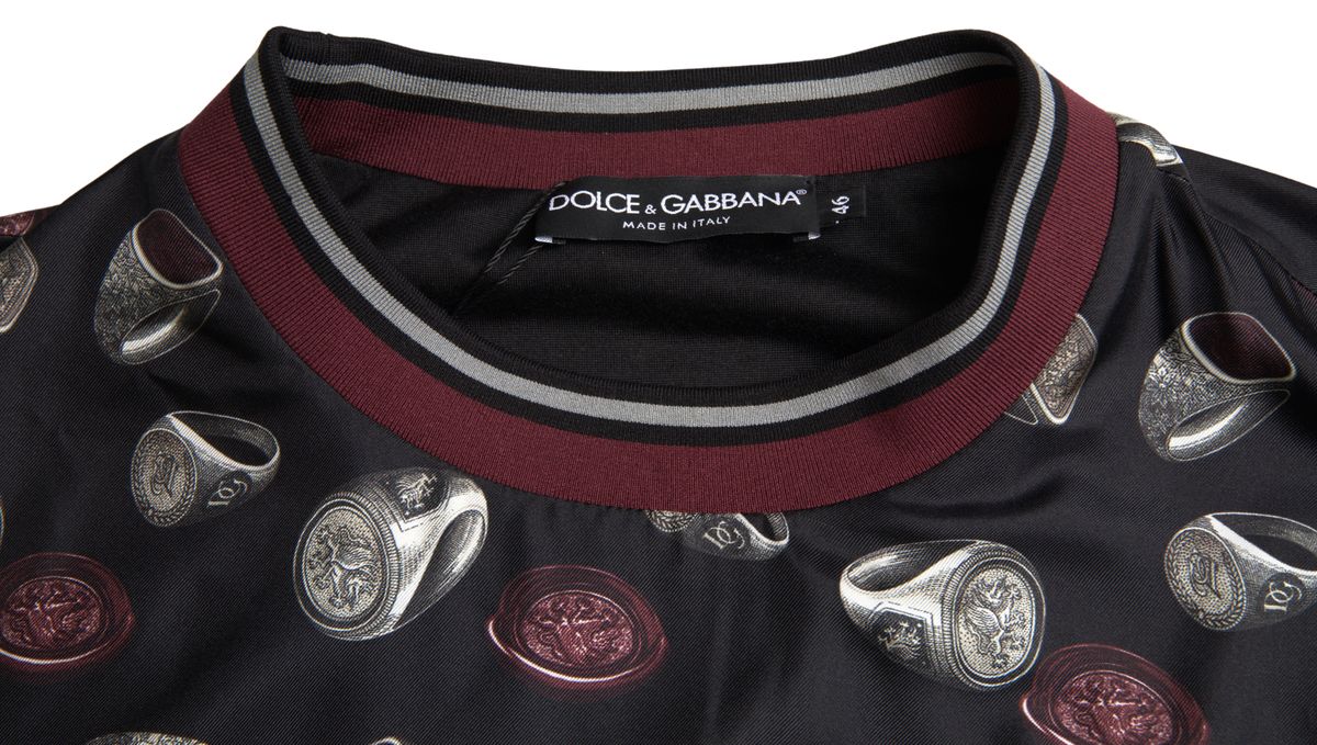Dolce &amp; Gabbana Svart Ring Print Sidentröja med Rund Halsringning