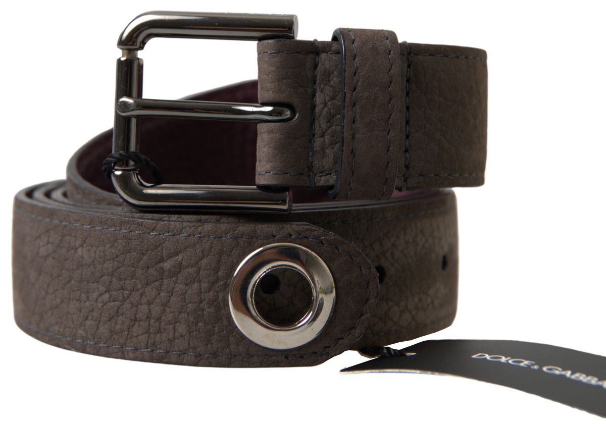 Brunt skinnbelte med metallspenne for menn, Cintura