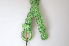 Dolce & Gabbana Green Viscose Weaved Skinny Waist Belt