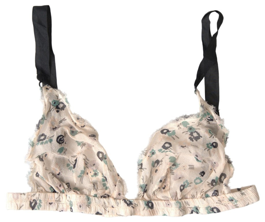 Beige blommig underkläder bikini-bh