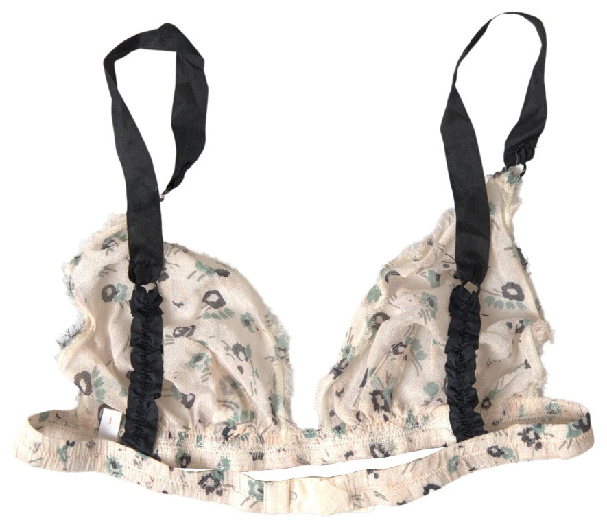 Beige blommig underkläder bikini-bh