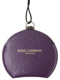 Dolce & Gabbana Purple Calfskin Leather Round Hand Mirror Holder