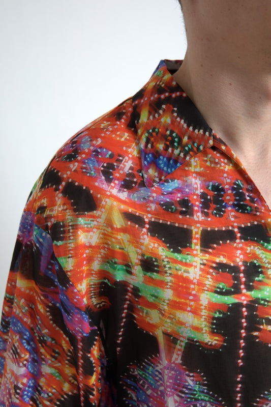 Dolce &amp; Gabbana Multicolor Luminarie Print Herr bomullsskjorta