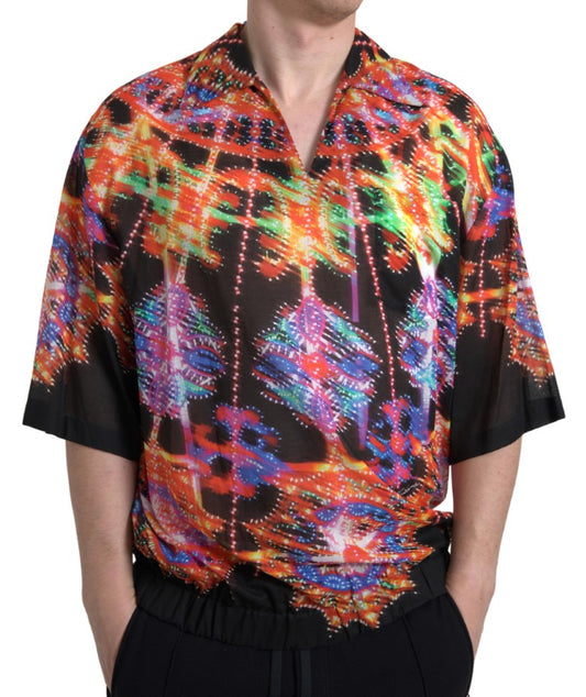 Dolce &amp; Gabbana Multicolor Luminarie Print Herr bomullsskjorta