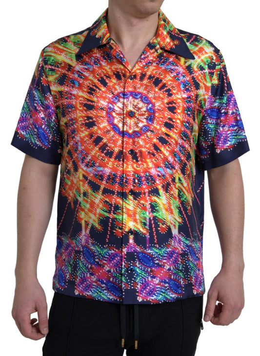 Dolce &amp; Gabbana multicolor armaturtryck herrskjorta siden