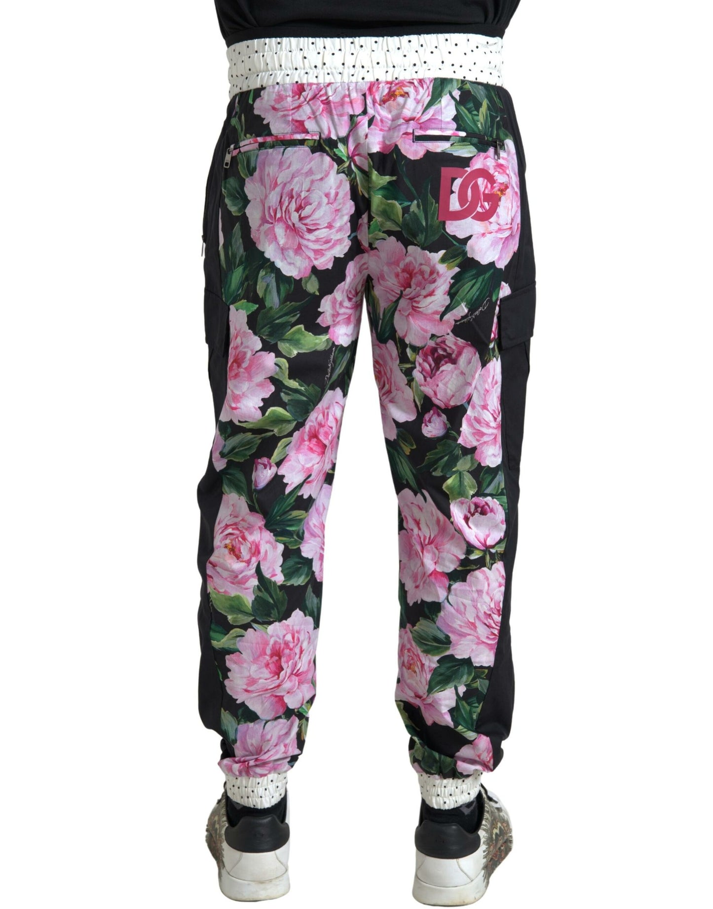 Dolce &amp; Gabbana Flerfärgade Peony Joggers Bomull Herrbyxor