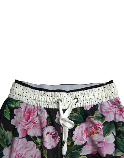 Dolce &amp; Gabbana Flerfärgade Peony Joggers Bomull Herrbyxor