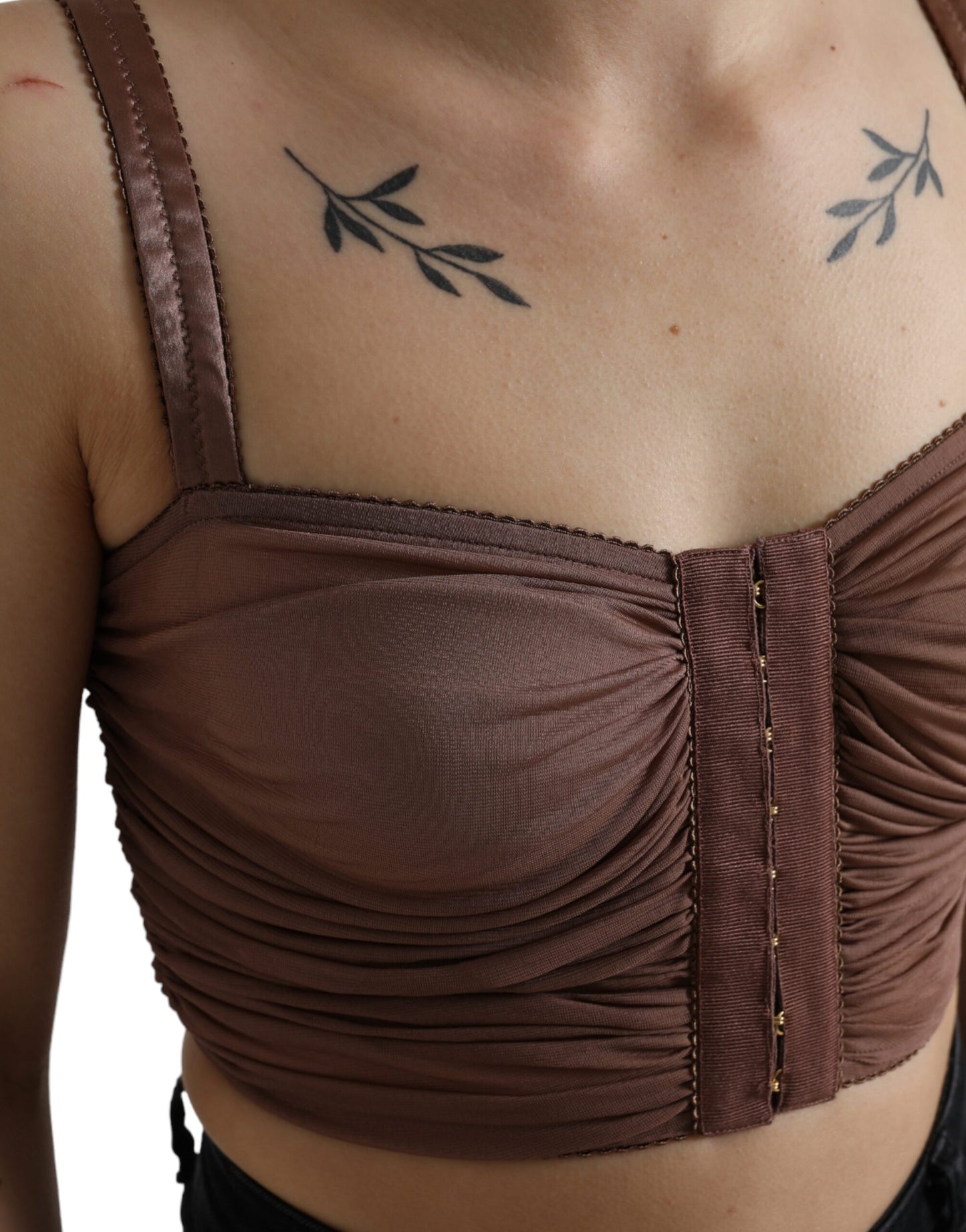 Dolce &amp; Gabbana Brun Viskos Bustier Ärmlös Cropped Topp