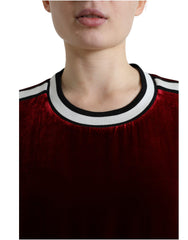 Dolce & Gabbana Bordeaux Velvet Crew Neck Pullover Sweater