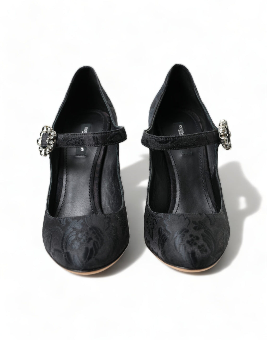 Svarte brokade Mary Janes-hæler Pumps-sko