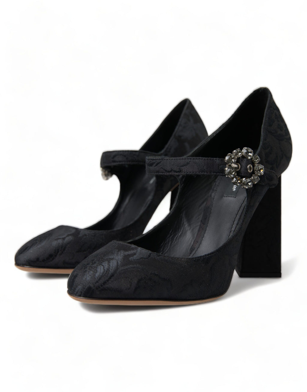 Svarte brokade Mary Janes-hæler Pumps-sko