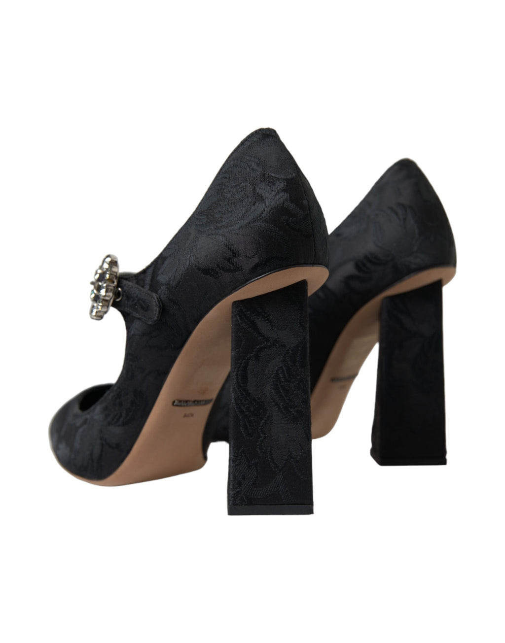 Svarte brokade Mary Janes-hæler Pumps-sko