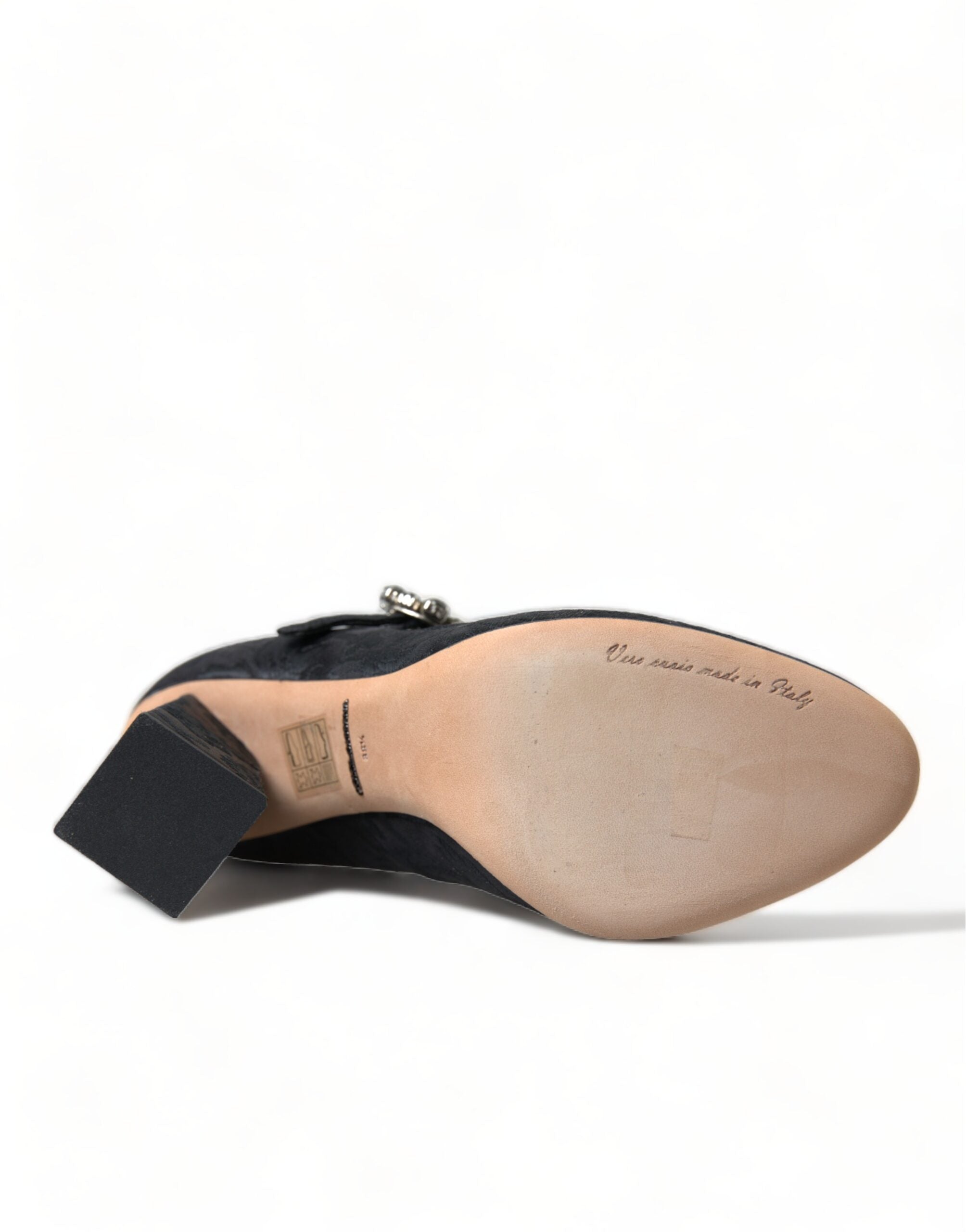 Svarta Brokad Mary Janes Klackskor Pumps