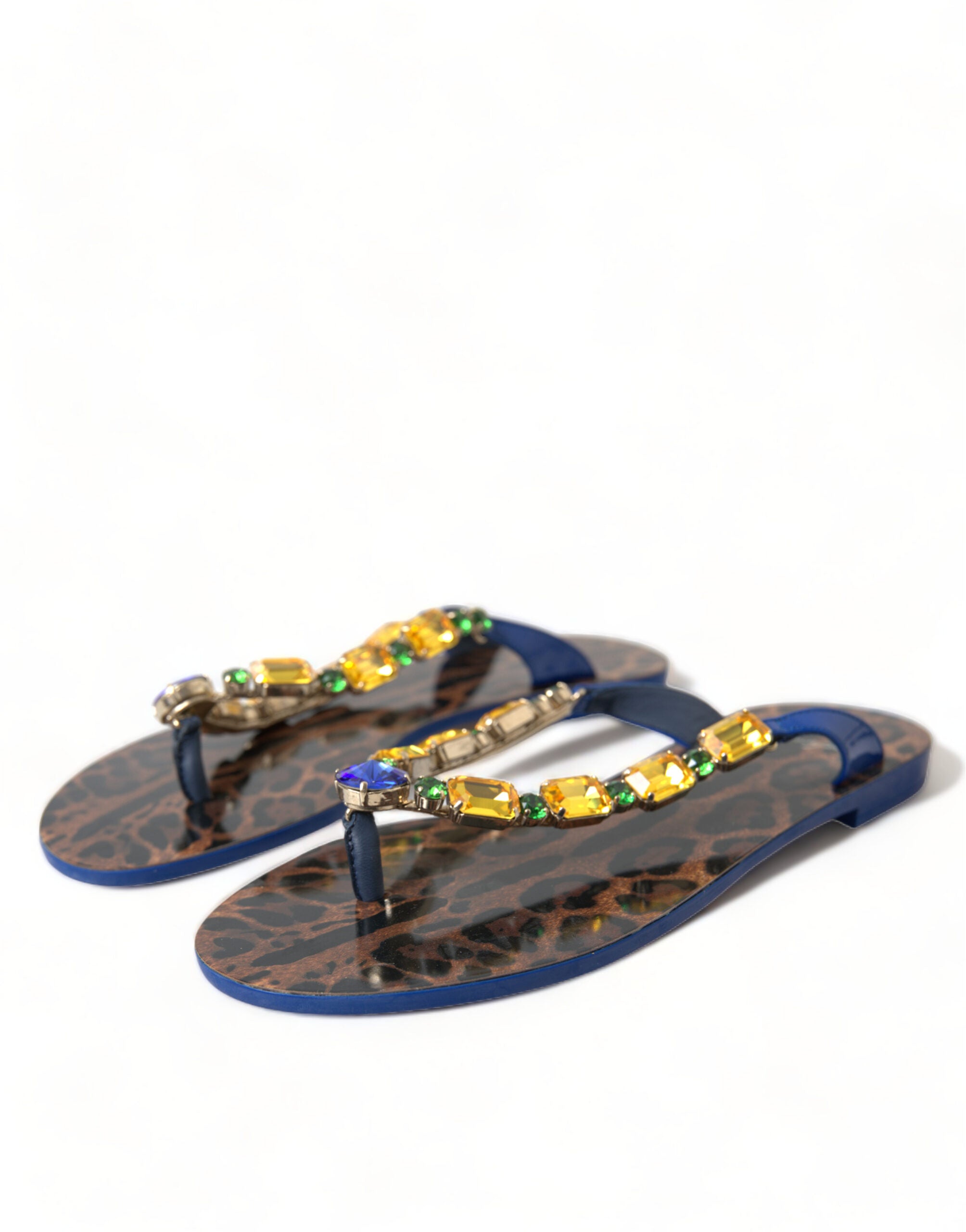 Blå krystaller flate sandaler strandsko