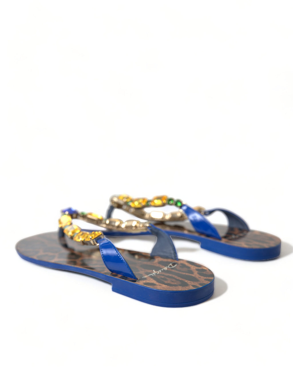 Blå krystaller flate sandaler strandsko