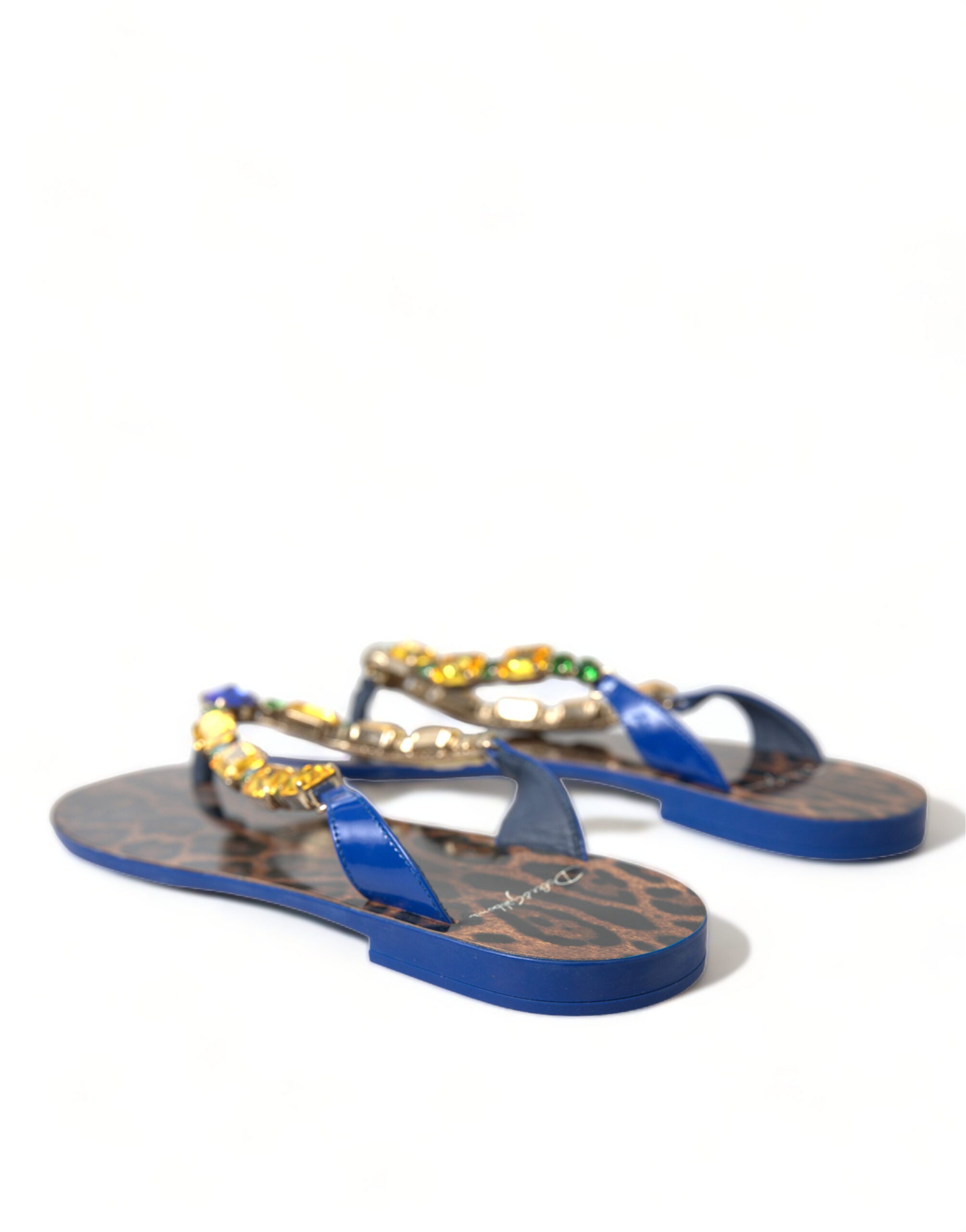 Blå krystaller flate sandaler strandsko