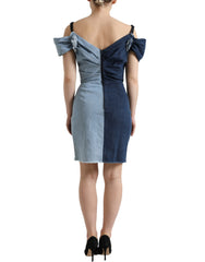 Dolce & Gabbana Blue Patchwork Two Tone Denim Mini Dress