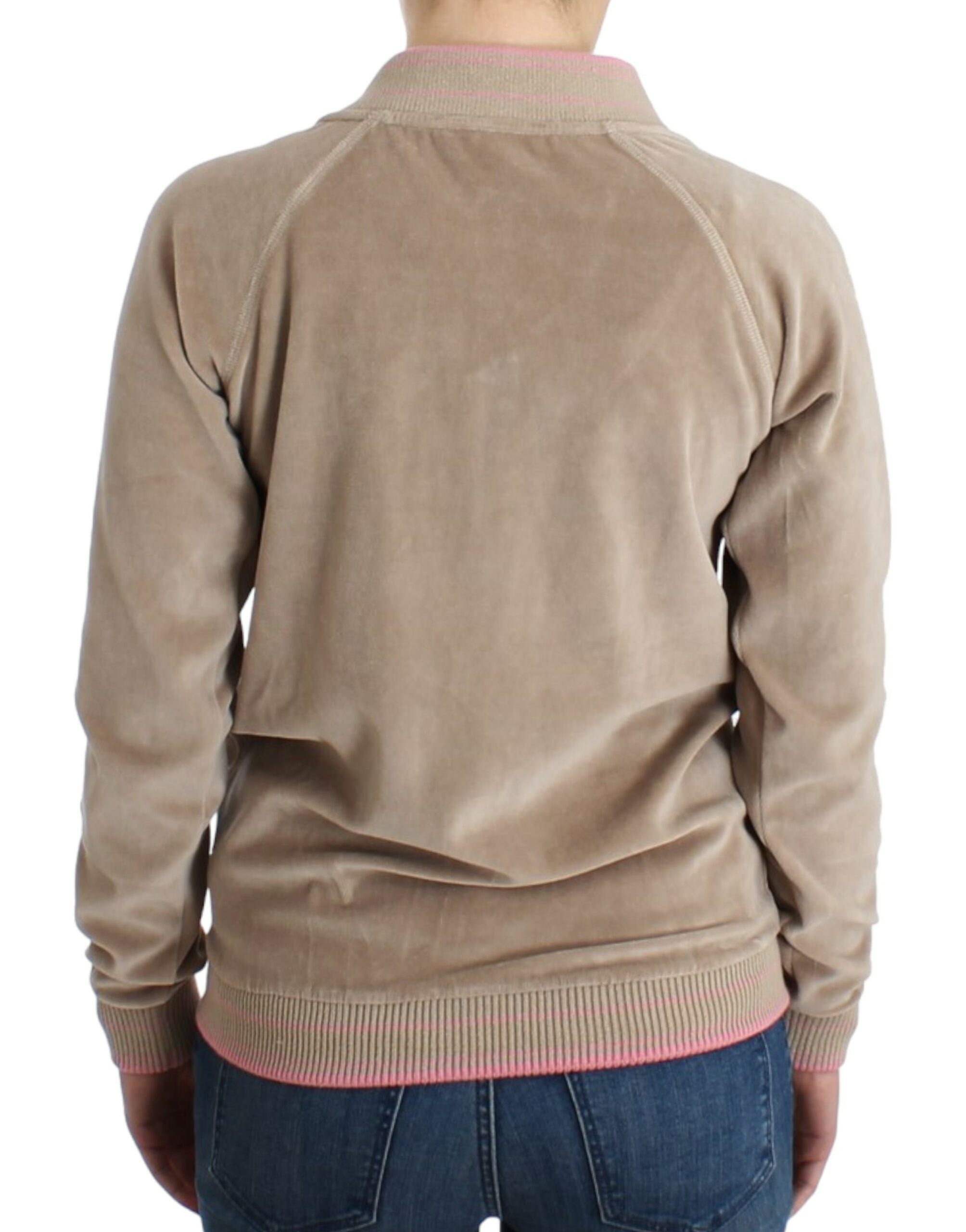 Beige sammetströja med dragkedja