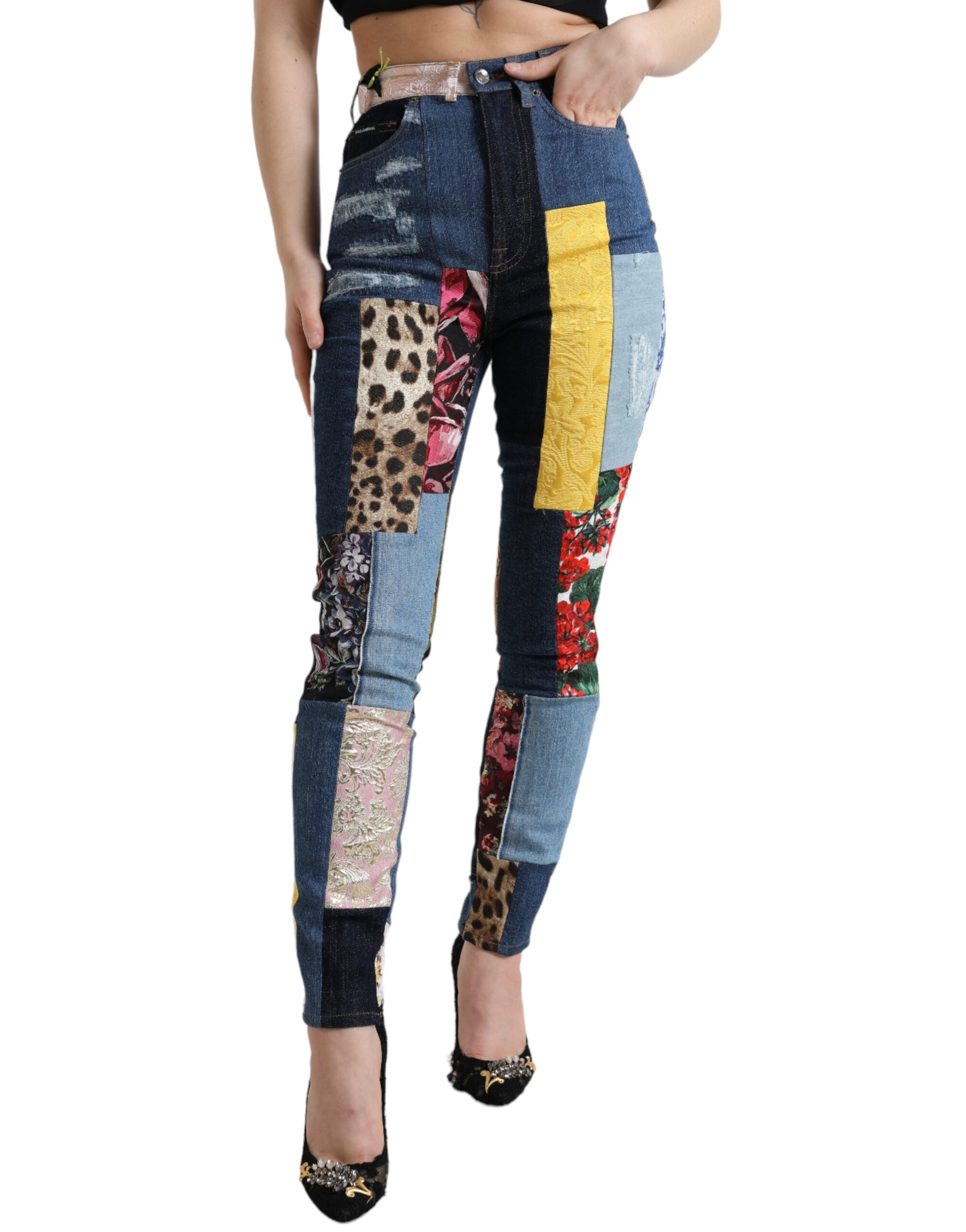 Flerfärgade lappmönster GRACE Skinny Denim Jeans