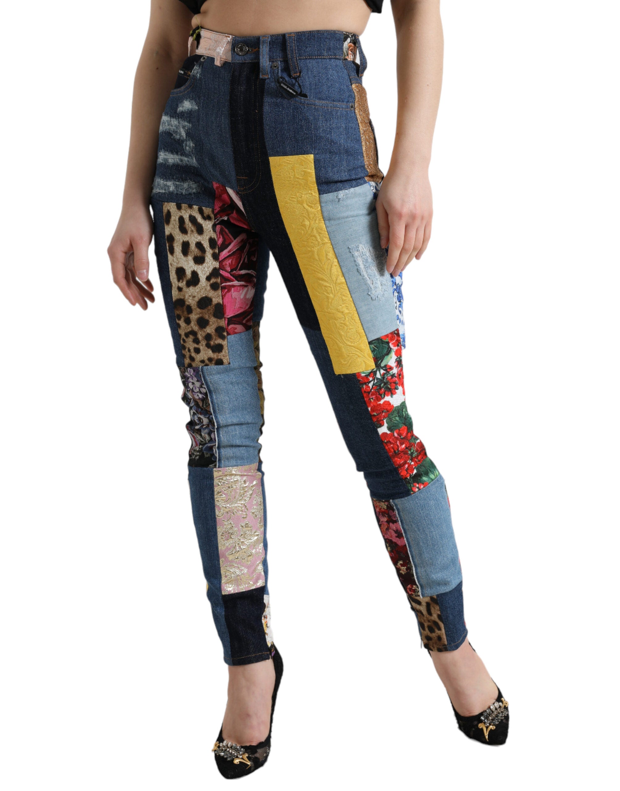 Flerfärgade lappmönster GRACE Skinny Denim Jeans