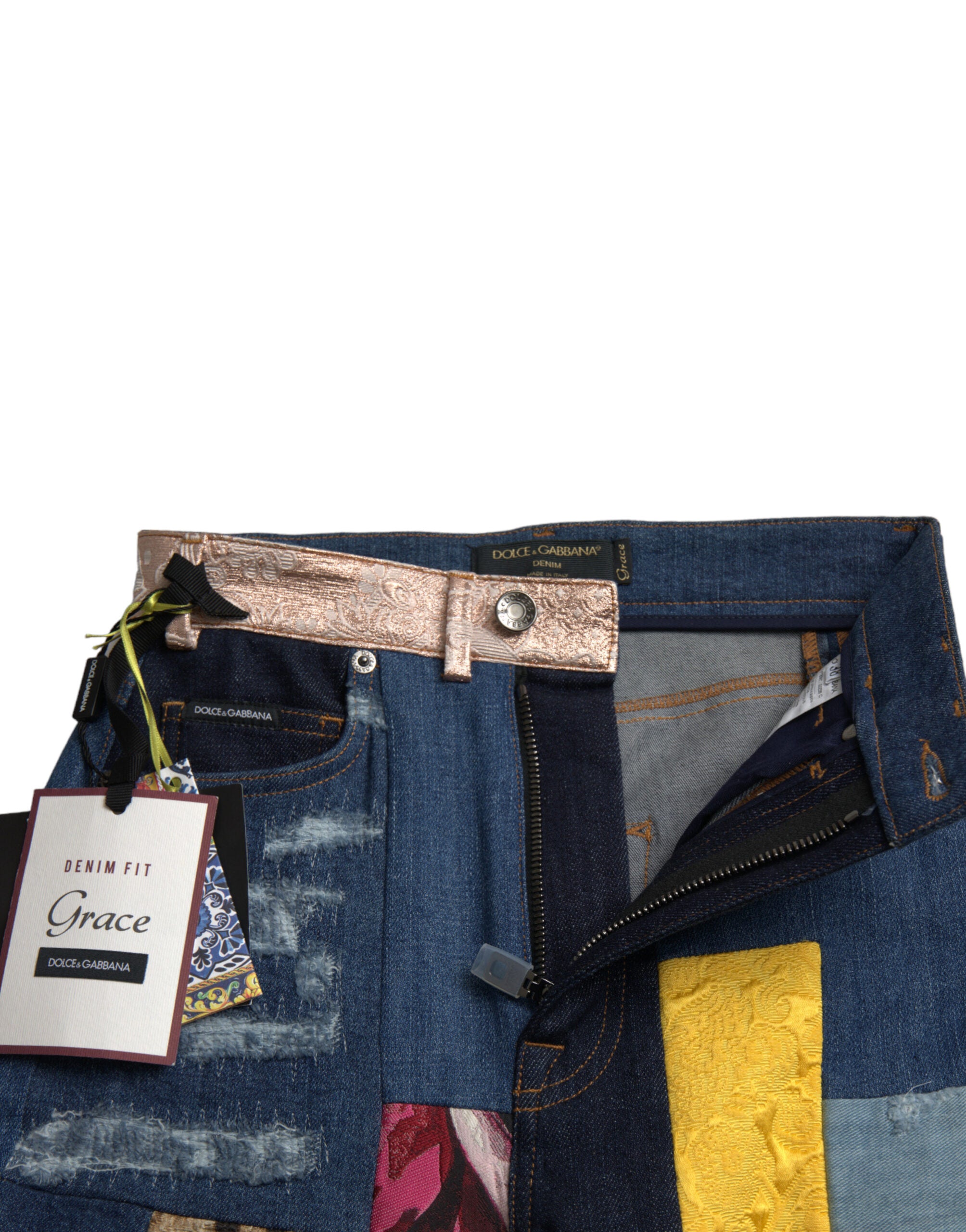 Flerfärgade lappmönster GRACE Skinny Denim Jeans