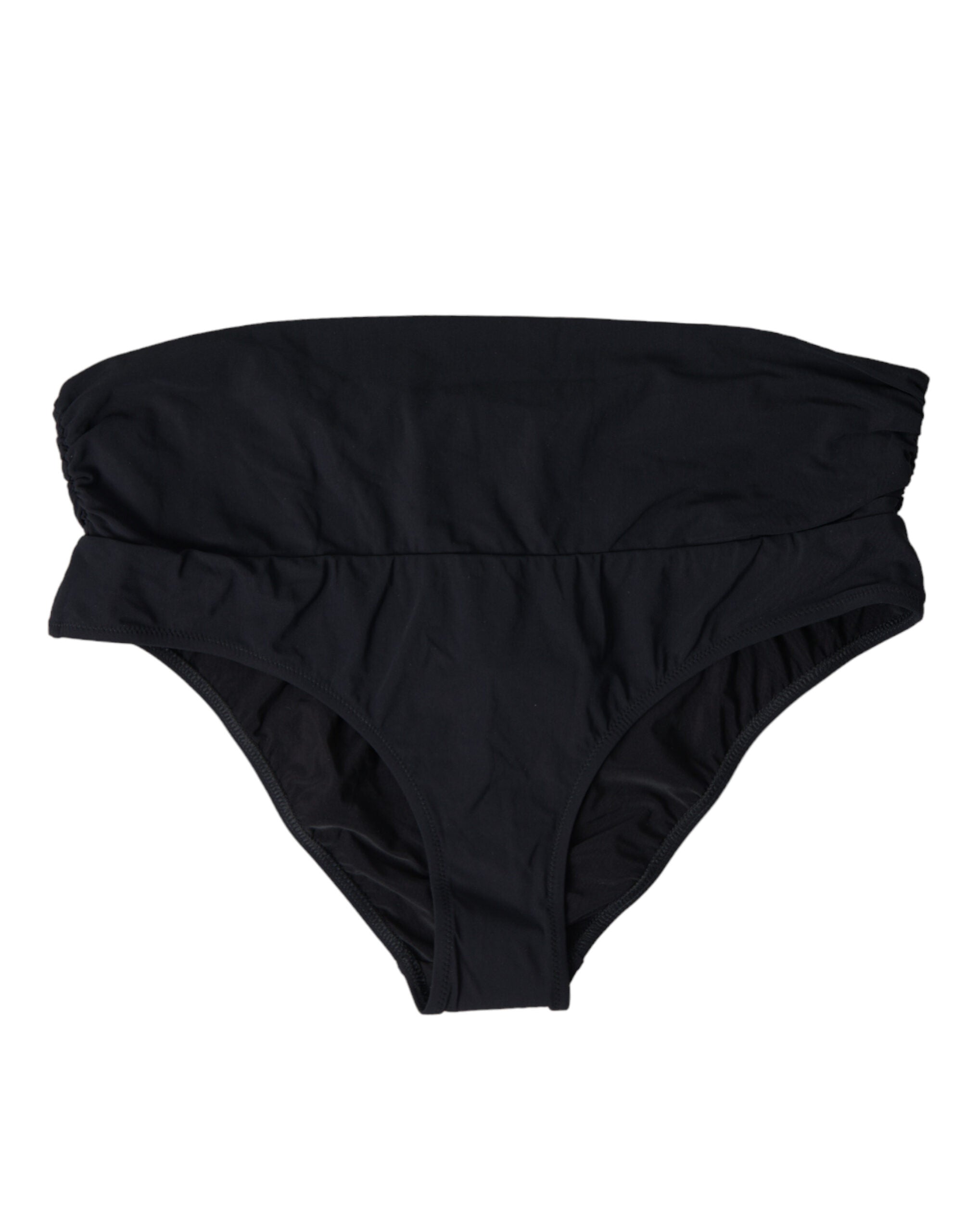 Svart nylon stretchig badkläder slip-top bikini