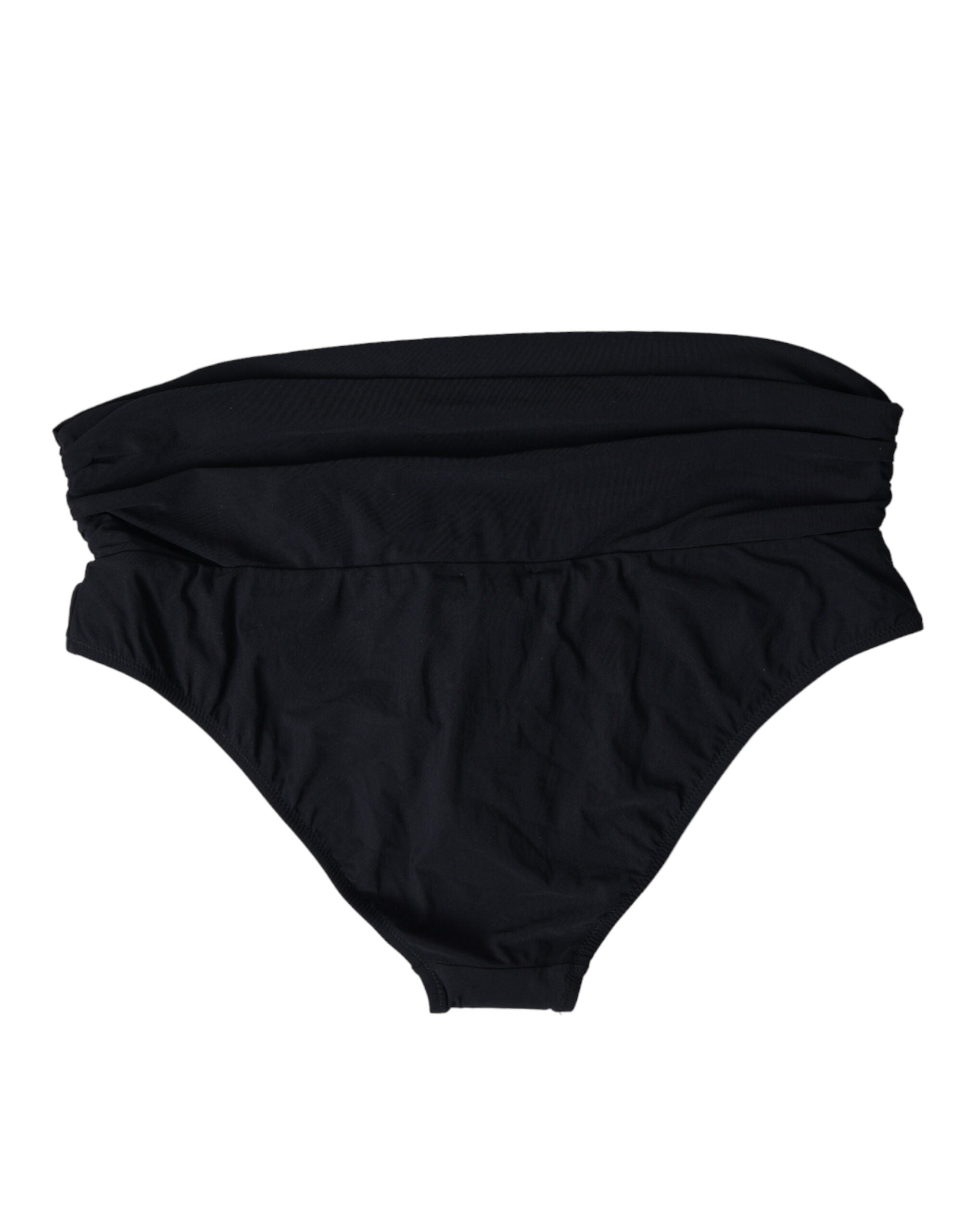Svart nylon stretchig badkläder slip-top bikini
