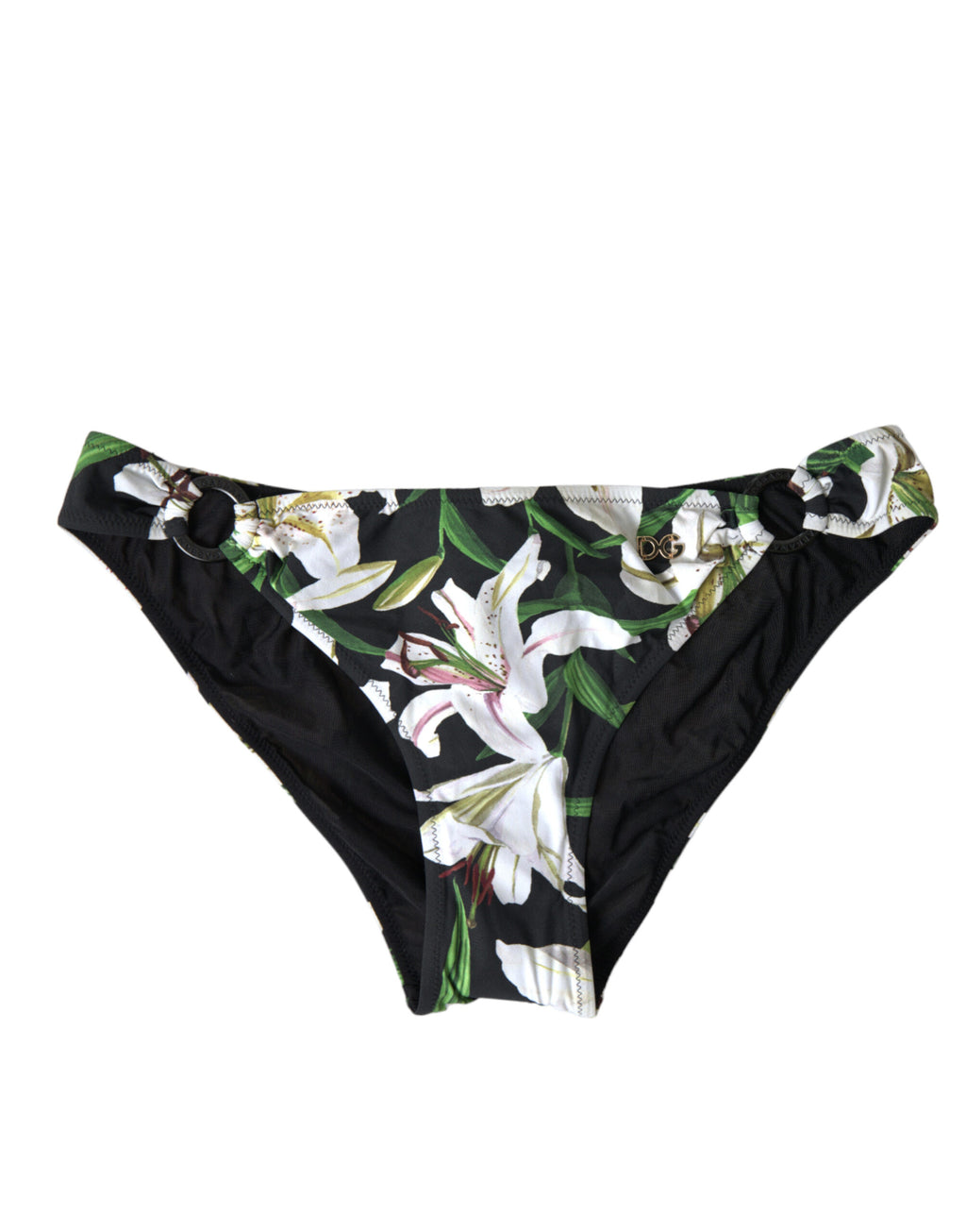 Svart liljetryck baddräkt nederdel strandbikini