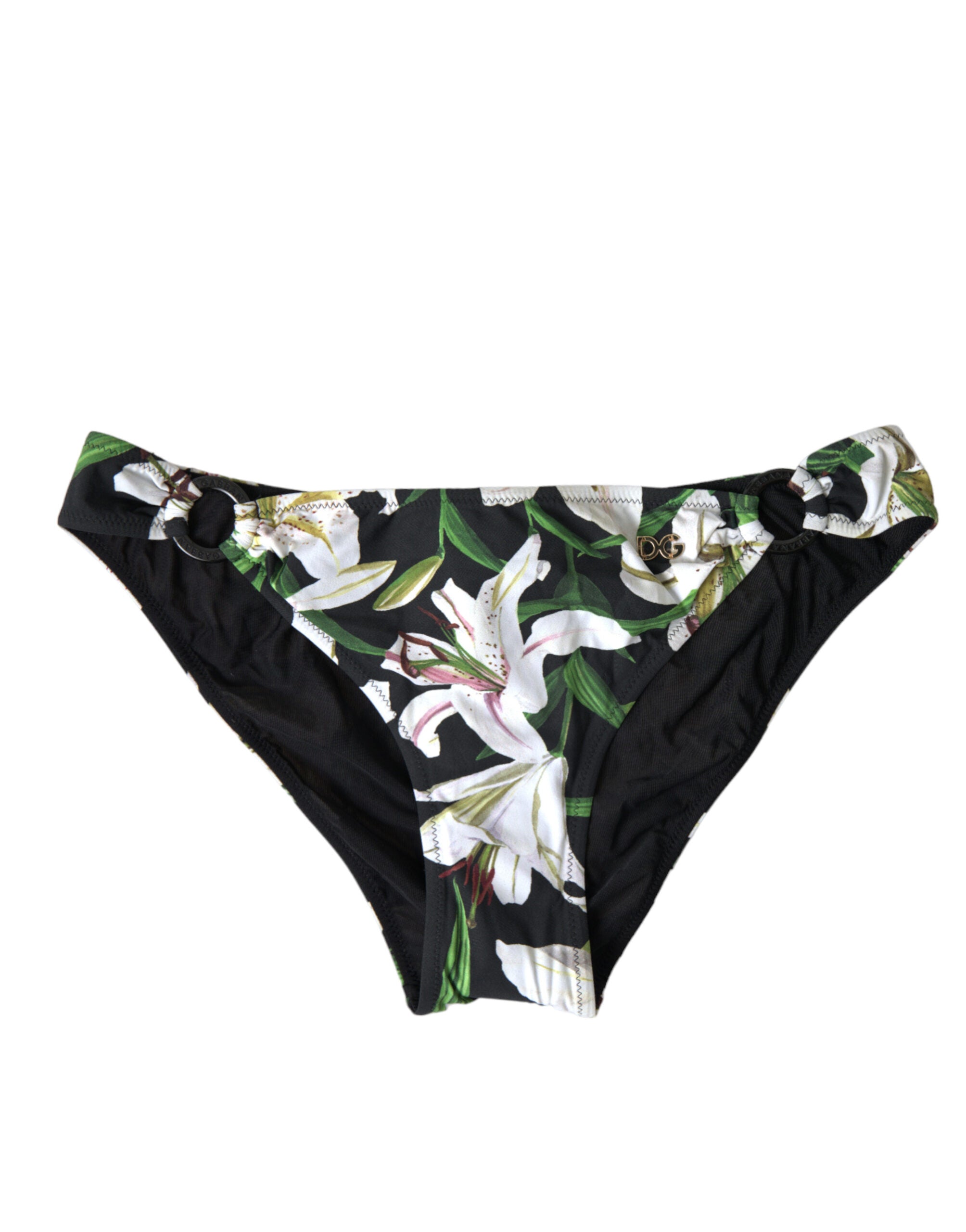 Svart liljetryck baddräkt nederdel strandbikini