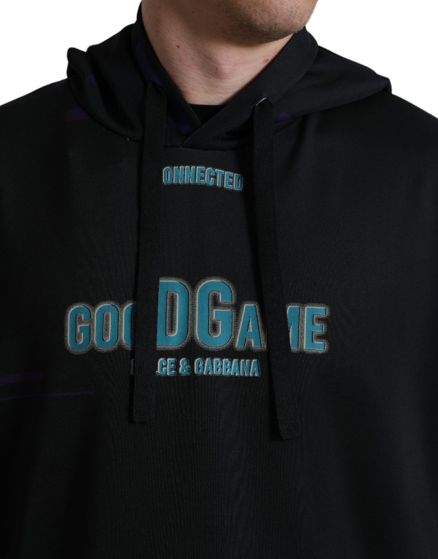 Dolce &amp; Gabbana svart hettegenser med logotrykk