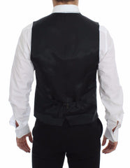 Dolce & Gabbana Gray Striped Wool Logo Vest Gilet Weste