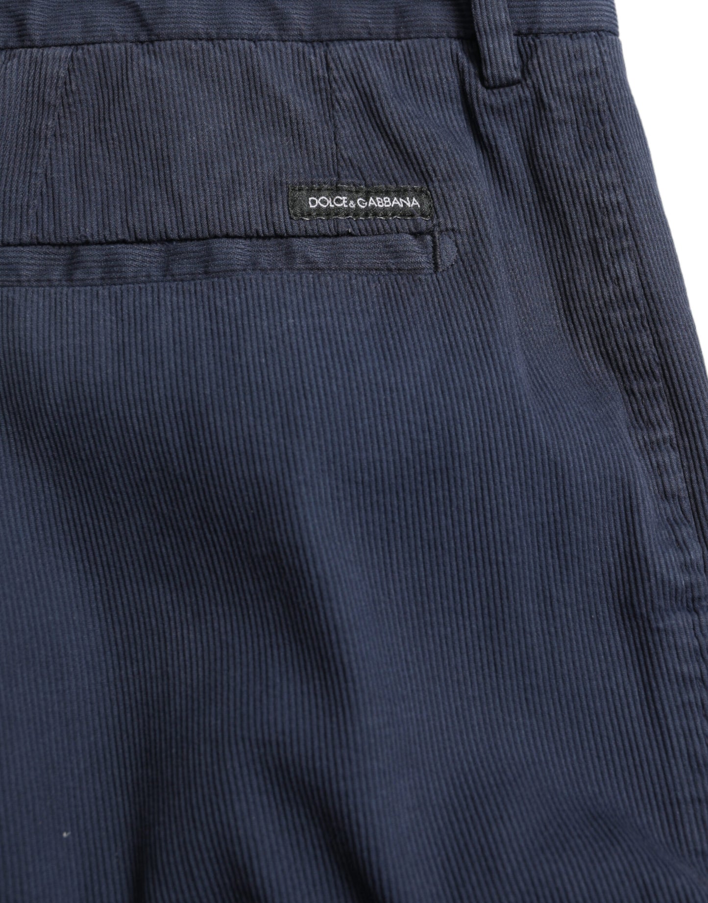 Dolce &amp; Gabbana Mörkblå Bomulls Stretchiga Slim Fit Dressbyxor