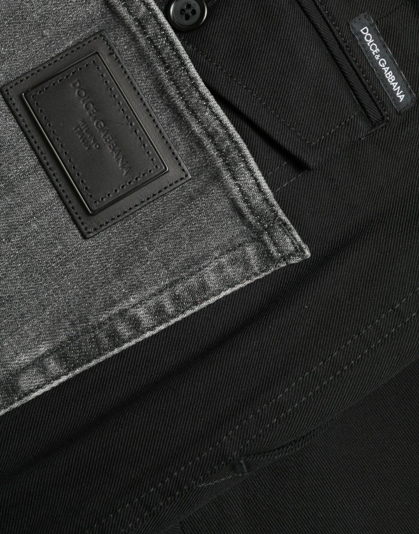 Dolce &amp; Gabbana Svarta Grå Slimmade Bomullsjeans
