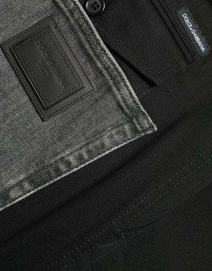 Dolce &amp; Gabbana Svarta Grå Slimmade Bomullsjeans