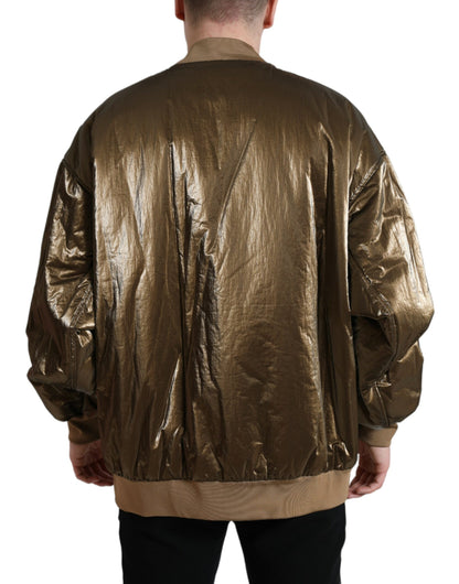 Dolce &amp; Gabbana Bronze Nylon Full Zip Herr Bomberjacka