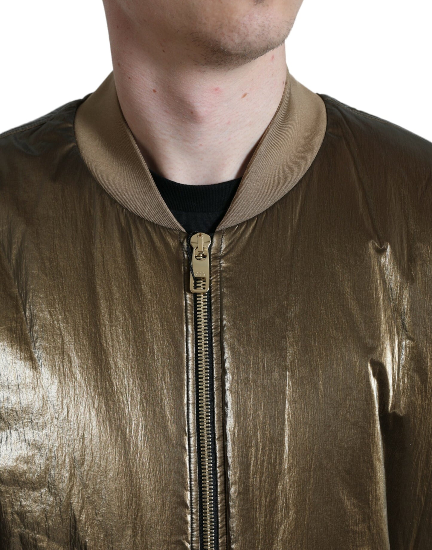 Dolce &amp; Gabbana Bronze Nylon Full Zip Herr Bomberjacka