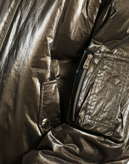 Dolce &amp; Gabbana Bronze Nylon Full Zip Herr Bomberjacka