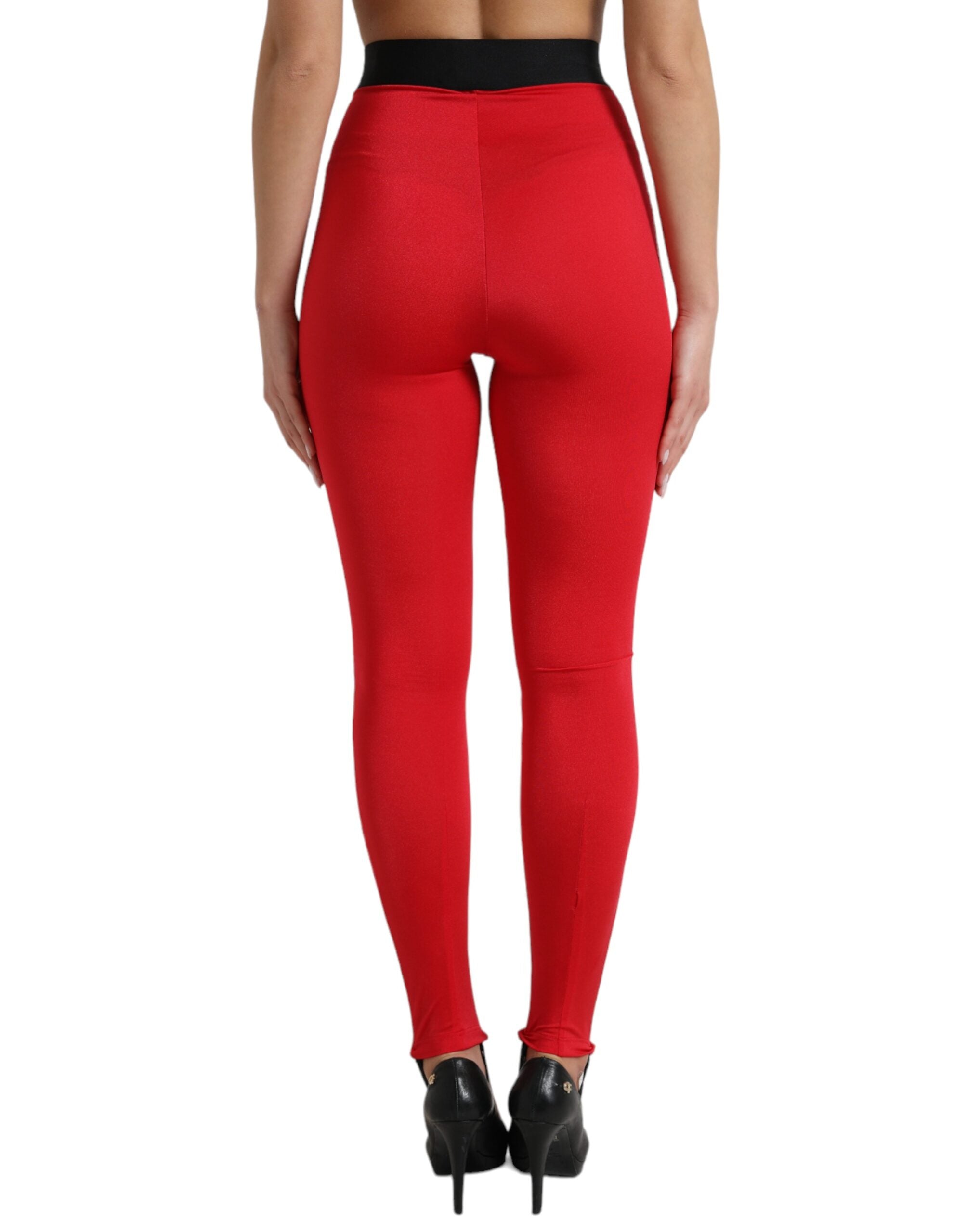 Röda nylon DG-logotyp smala leggingsbyxor