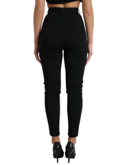 Dolce & Gabbana Black Wool Stretch High Waist Skinny Pants