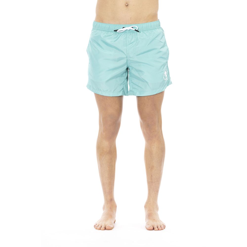 Ljusblå polyester herr badshorts
