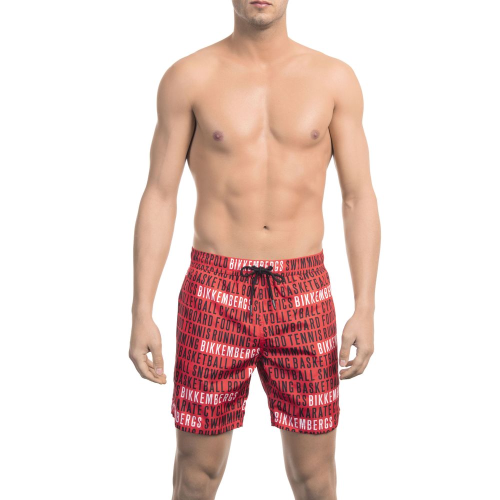 "Röda Polyester Herr Badshorts"