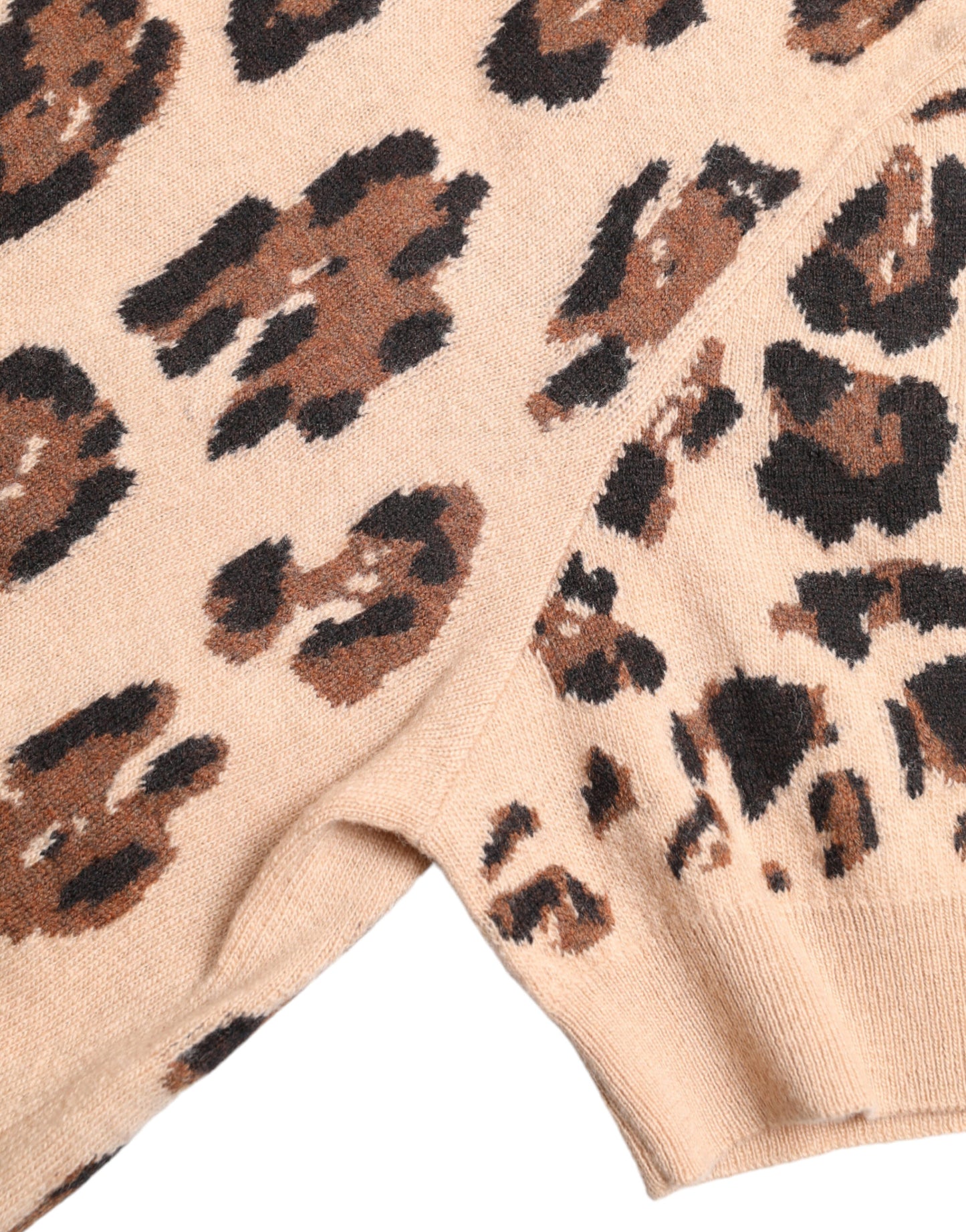 Dolce &amp; Gabbana Beige Leopardmönstrad Ulltopp med Polotröja