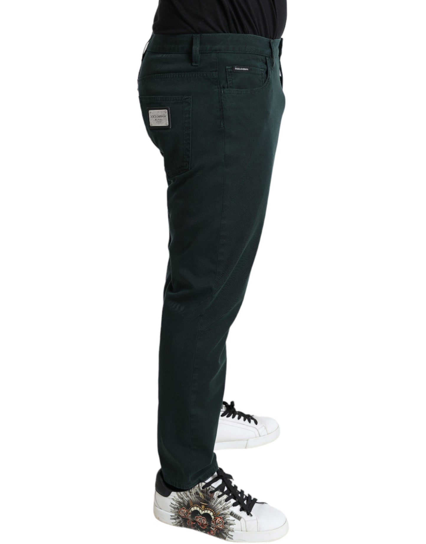 Dolce &amp; Gabbana Gröna Bomullsstretchiga Skinny Jeans Herr