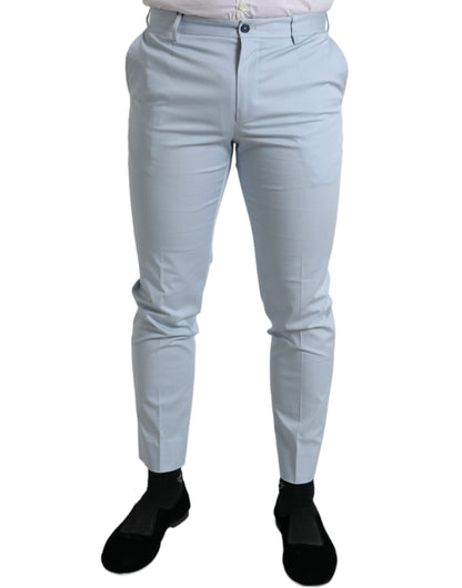 Dolce &amp; Gabbana himmelsblå bomullsstretchiga skinnybyxor