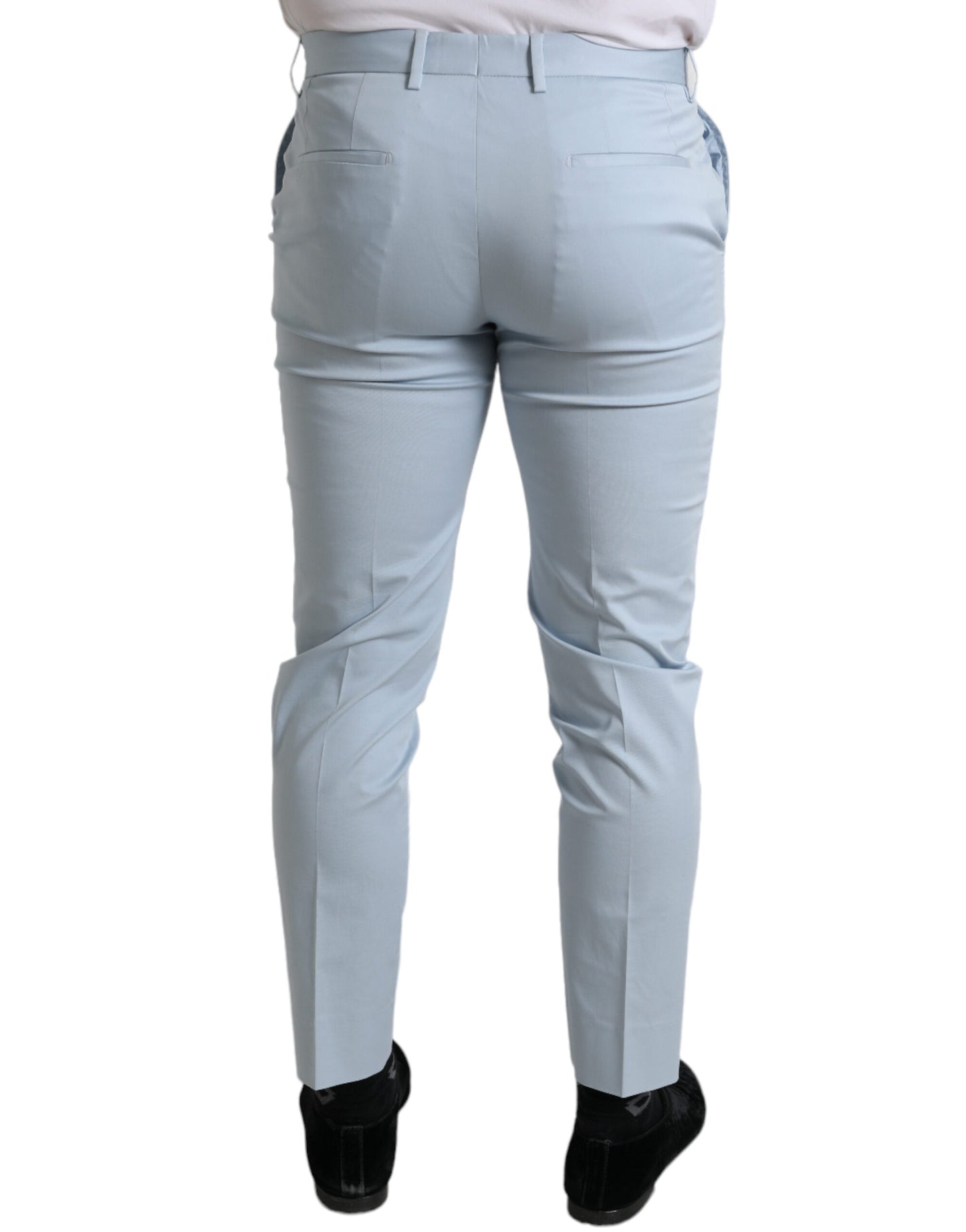 Dolce &amp; Gabbana himmelsblå bomullsstretchiga skinnybyxor